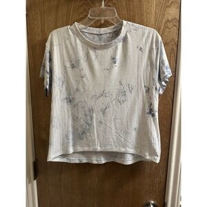 LULULEMON Stretchy Crew Short Sleeve Active Top Marble Dry-fit Style Light L/XL